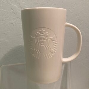 White Ceramic Etched Starbucks Tall 12oz 355 ml Coffee Mug With Logo 2014
